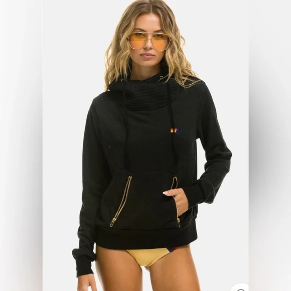 Aviator nation NINJA PULLOVER HOODIE - CHARCOAL size XS unisex - Picture 3 of 6